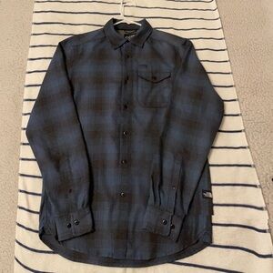 The North Face Men's Blue Charcoal plaid  button up small